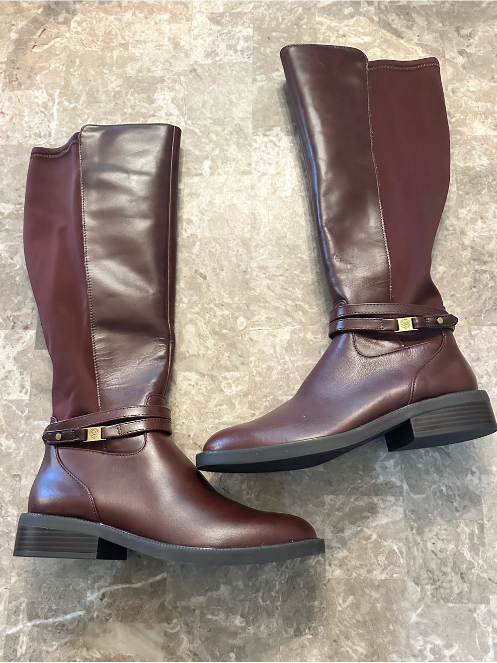 Vince Camuto Amabel Tall Boots in Mahogany Leather - Womens Size 8M